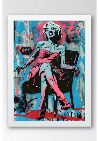Marilyn Monroe İkonik Poz Çerçeveli Tablo - Pop Art Pembenin Gücü Poster Tablo