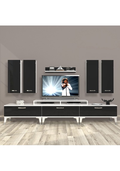 Decoraktiv Ekoflex 8d Slm Silver Tv Ünitesi Tv Sehpası Beyaz - Siyah