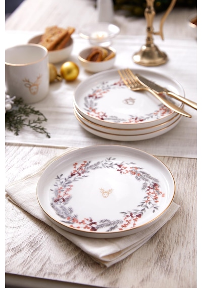Kütahya Porselen Bone Joy 4 Parça 19 Cm Pasta Tabağı Çok Renkli