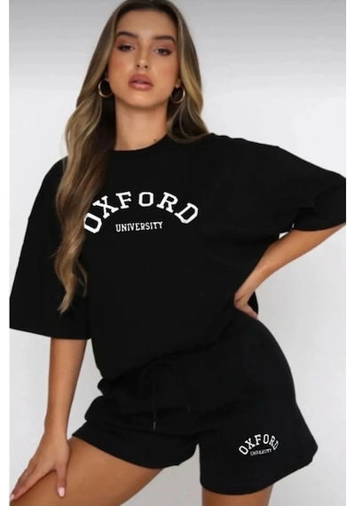 Hırsch Kadın Siyah Oversize Yazlık Oxford University Baskılı Şort T-shirt Takım Çok Siyah Hırsch Kadın Siyah Oversize Yazlık Oxford University Baskılı Şort T-shirt Takım Çok Siyah