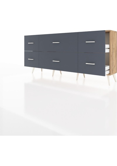 Arges Konsol 6 Çekmeceli 176x30x83 Çam-çam/antrasit Çam/antrasit Arges Konsol 6 Çekmeceli 176x30x83 Çam-çam/antrasit Çam/antrasit