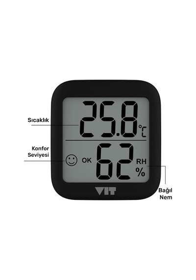4'lü İç Mekan Dijital Isı Ve Nem Ölçer Siyah Termometre Bvt17-03 Thermometer