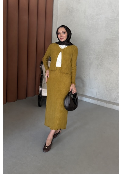 Riella Butik Elvin Tesettür Takım Hardal