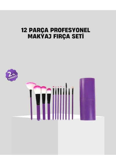 12 Li Profesyonel Makyaj Fırça Seti Ultra Yumuşak Sentetik Kıllı