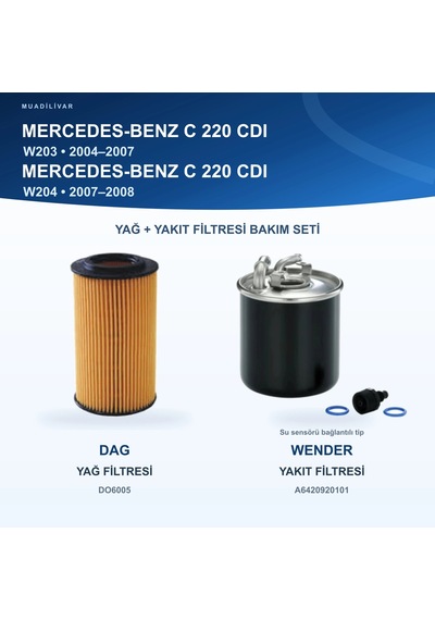 Mercedes Benz C W203 / Mercedes Benz C W204 Yağ+yakıt Filtre Bakım Seti