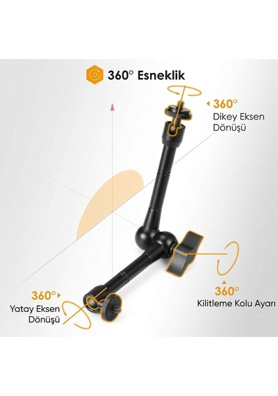 Profesyonel Magic Arm Dslr Kamera Tutucu Süper Kelepçeli Mengene Stand, 1/4 3/8 Dişli Flaş Pabuçlu Esnek Mafsallı