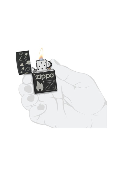 Zippo Monochrome Blaze Dizayn Çakmak Siyah