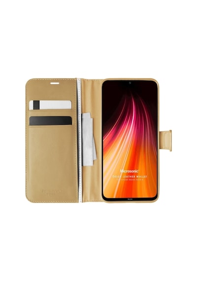 Xiaomi Redmi Note 8 Ile Uyumlu Kılıf Standlı Kapaklı Korumalı Gold Col61478-gold