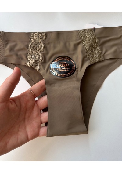 Orijinal Lazer Kesim Üstün Kalite Spandex Invisible Dikişsiz Dant Haki Yeşil