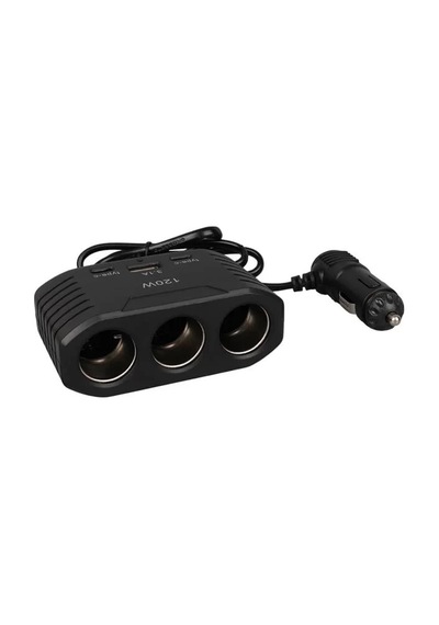 Hubrendy Sh Olesson 2012 12-24v Çift Type-c - Tek Usb Girişli 120w 80cm Kablolu 3'lü Araç Çakmak Çok