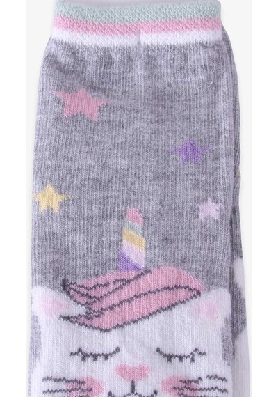 Katamino Breeze Kız Çocuk Soket Çorap Unicorn Gri (1-2-9-10 Yaş)