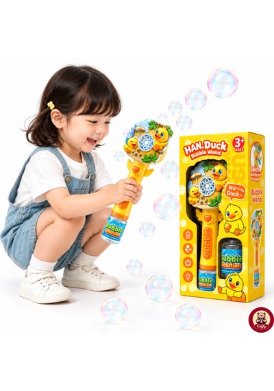 Oyuncak Işıklı Tam Otomatik Köpük Makinesi 26 Cm 4 Pilli Baloncuk Oyuncağı Köpük Sıvılı 3 Renk Sarı