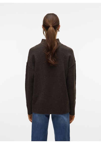 Vero Moda Kahverengi Kadın Balıkçı Yaka Kazak Vmılse Ls Hıghneck Pullover Boo Kahve