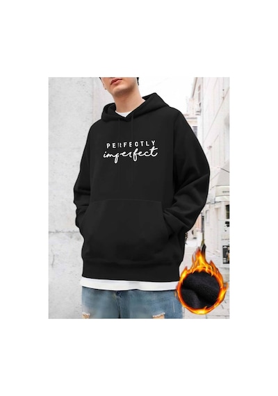 Medinenur Perfectly Baskılı Kapüşonlu Sweatshirt Siyah