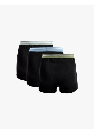 Koton Pamuklu Bel Detaylı 3'lü Boxer Seti Siyah 6slm90028mk