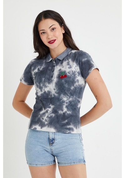 Kadın Batik Yıkamalı T-shirt Siyah