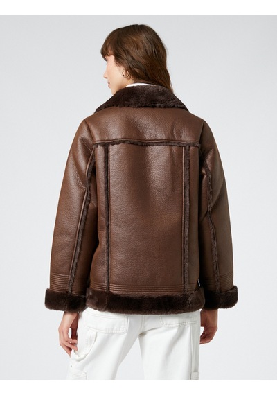 Koton Biker Ceket Suni Deri Peluş Detaylı Fermuarlı Cepli Koyu Kahverengi 4wak20093ew Koyu Kahve Koton Biker Ceket Suni Deri Peluş Detaylı Fermuarlı Cepli Koyu Kahverengi 4wak20093ew Koyu Kahve
