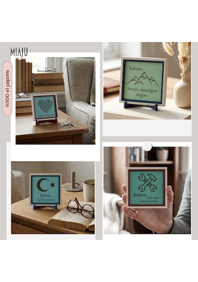 İlk Yol Arkadaşım Canım Babam Yazılı Modern Obje, Bisiklet Tasarımlı 10x10 Cm Dekoratif Tasarım