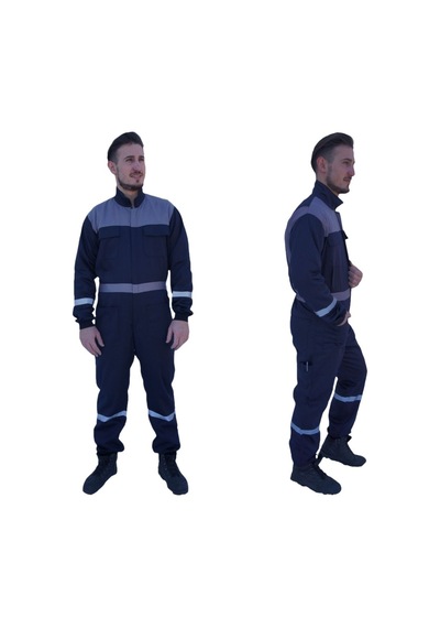Uniprom Erkek İş Tulumu Boy Tulum Mevsimlik Lacivert-gri