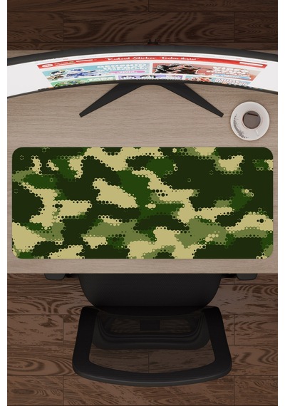 Kamuflaj Kaymaz Dikişli Kauçuk Oyuncu Mousepad V1 - 70x30 Xl Gaming Mouse Pad Fare Altlığı