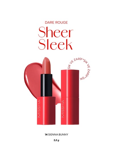 Missha Dare Rouge Sheer Sleek Yoğun Pigmentli Besleyici Nemli Bitişli Ruj 14 Sienna Bunny