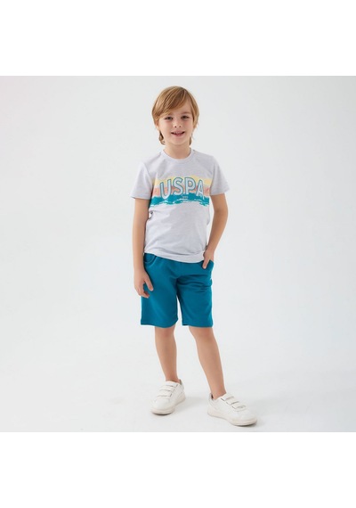 U.S. Polo Assn Erkek Çocuk Bermuda Takım US1341 Kar Melanj