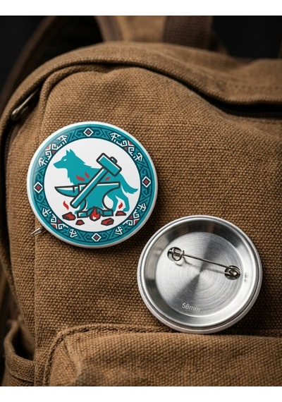 Fikart Gökbörü Ve Bozkurt Efsanesi Özel Çizim Tasarımlar 5'li Paket 58mm Buton Rozeti Seti Çok Renkli