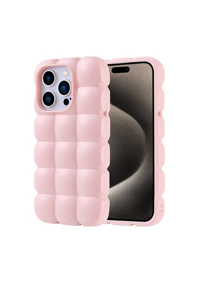 Zore Apple Uyumlu iPhone 15 Pro Kılıf Parlak Esnek Silikon Dom Dom Kapak - Pembe Pembe