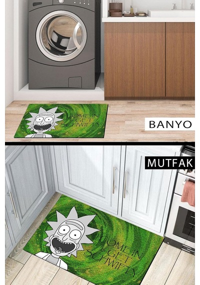Dekoratif Kapı Önü Paspas, Dış Mekan/ev İçi/banyo/mutfak/yatak Odası/giriş Paspasları Rick And Morty Diğer