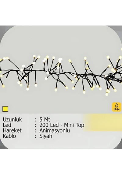 Elektrikhouse Led Peri Işığı 200 Led - Mini Top 5 Metre Çok Renkli