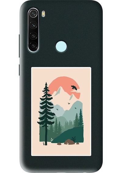 Xiaomi Redmi Note 8 Uyumlu Lake Forest Tasarımlı Siyah Lansman Telefon Kılıfı