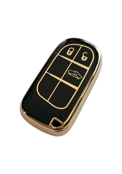 Egea Cross 500 Jeep Dodge Chrysler Uyumlu Smart Kumanda Anahtar Kılıfı Oto Anahtarlık Siyah Gold