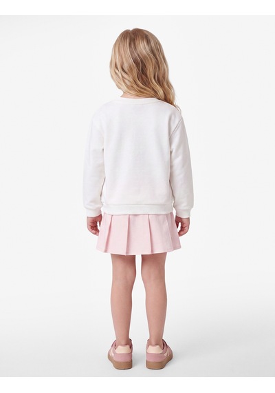 Koton Fiyonk Nakışlı Uzun Kollu Bisiklet Yaka Şardonlu Sweatshirt Ekru 7wmg10155ak