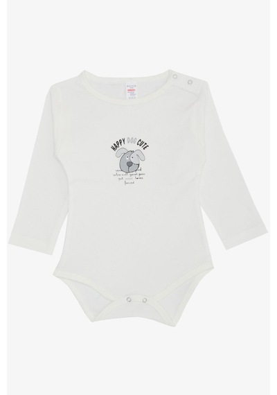 Breeze Erkek Bebek Çıtçıtlı Zıbın Body Sevimli Köpekçik Baskılı 9 Ay-3 Yaş, Ekru-ekru Ekru