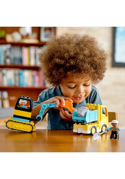 LEGO® DUPLO Town Kamyon ve Paletli Kazıcı 10931 - 2 Yaş & Üzeri Çocuklar için Eğitici Oyuncak Yapım Seti (20 Parça)