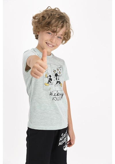 Mickey Mouse Lisanslı Banana Split Yeşilmelanj Erkek Çocuk Bermuda Takım