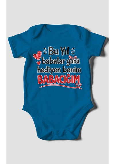 Morivokids Babaya Özel Kısa Kollu Bebek Body %100 Pamuk Zbn297-kk Koyu Mavi