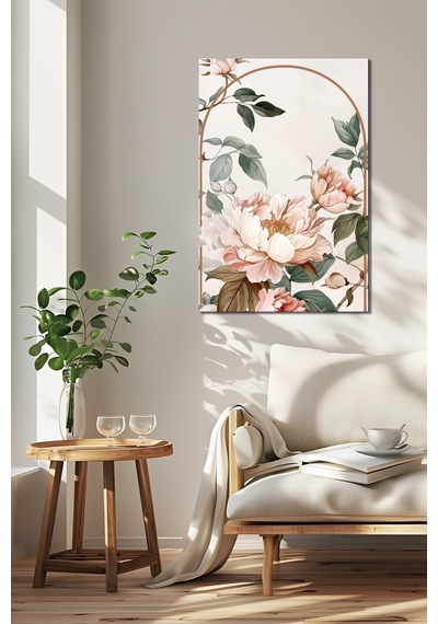 Şakayık Çiçeği Baskılı Cam Tablo Zarif Floral Tasarım Modern Duvar Dekoru