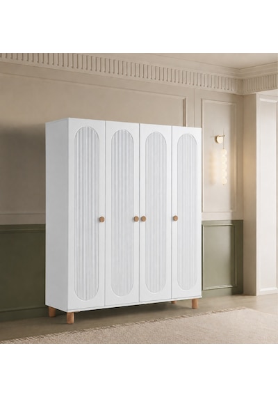 Pema Home Peri %100 Mdf Membran 4 Kapaklı Dolap Gardırop Aynasız Beyaz