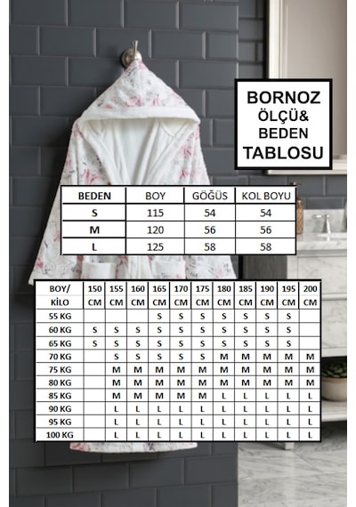 Elara Dijital Baskılı Kabartmalı Kapüşonlu Bornoz Pembe