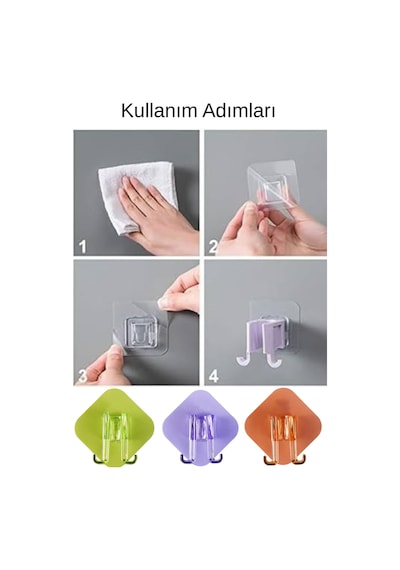 Duş Başlığı Tutucu Askılı Kendinden Yapışkanlı Banyo Kancalı Askılık Organizer Çok Renkli Plastik Diğer