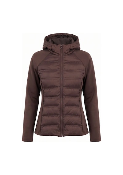 CEMO Kapüşonlu Softshell Kollu Şişme Kadın Mont Kahverengi