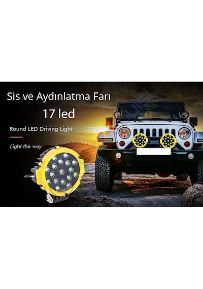 OtoÇizgi 17 Cm Yuvarlak 17 led Off Road Sis Lambası Kırmızı Siyah OtoÇizgi