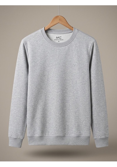 Maccali Erkek Gri Melanj İki İplik Bisiklet Yaka Sweatshirt