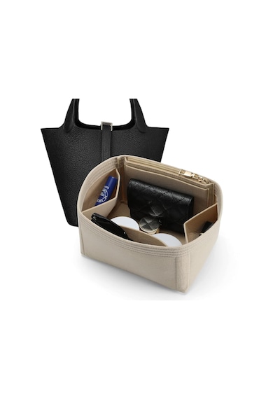 Lexroo Makyaj Çantaları, El Çantası İçin Keçe Düzenleyici, 6 Cepli Bej Çanta İçi Organizer