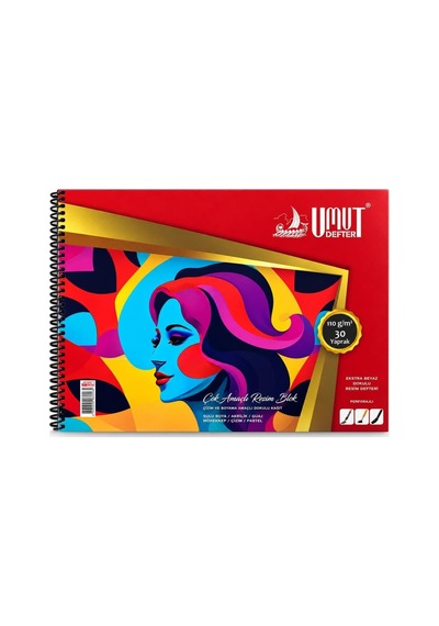 Umut U-deep 25x35 Spiralli Ekstra Beyaz Dokulu Resim Defteri Karton Kapak 30 Yp.