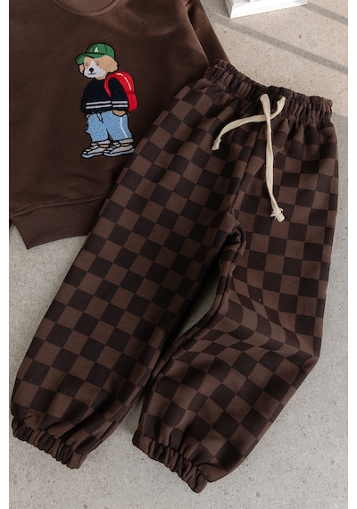 Babymod Erkek Çocuk Ayıcık İşlemeli 3 İplik Pamuklu Kumaş Sweatshirt Ve Damalı Eşofman Altüst Takım Kahverengi Babymod Erkek Çocuk Ayıcık İşlemeli 3 İplik Pamuklu Kumaş Sweatshirt Ve Damalı Eşofman Altüst Takım Kahverengi