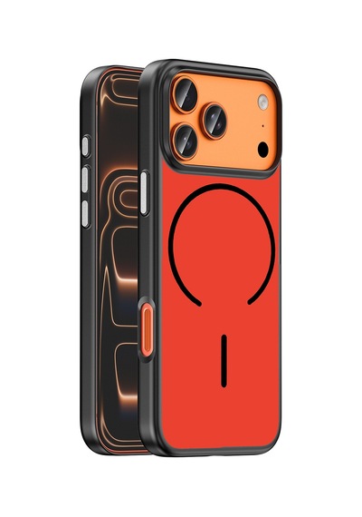 iPhone Uyumlu 17 Pro Kılıf M-safe Şarj Özellikli Ata Lora Pc Kapak - Kırmızı-gri Çok Renkli
