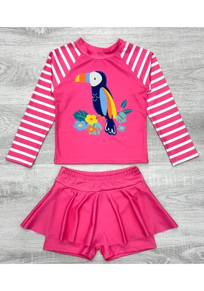 Lolliboomkids Kız Çocuk Beyaz Pembe Renk Şanslı Tukan Kuşu Baskılı Uzun Kollu Tayt Etekli 2 Parça Mayo / Bikini Takımı Tukan Çok Renkli Lolliboomkids Kız Çocuk Beyaz Pembe Renk Şanslı Tukan Kuşu Baskılı Uzun Kollu Tayt Etekli 2 Parça Mayo / Bikini Takımı Tukan Çok Renkli