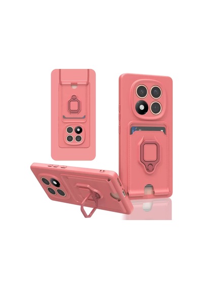 Newface Xiaomi Redmi Note 14 Pro 5g Kılıf Zuma Kartvizitli Yüzüklü Silikon - Pembe